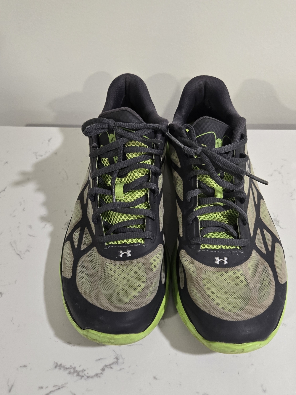 Under Armour Men’s Black and Neon Green Athletic Running Shoes